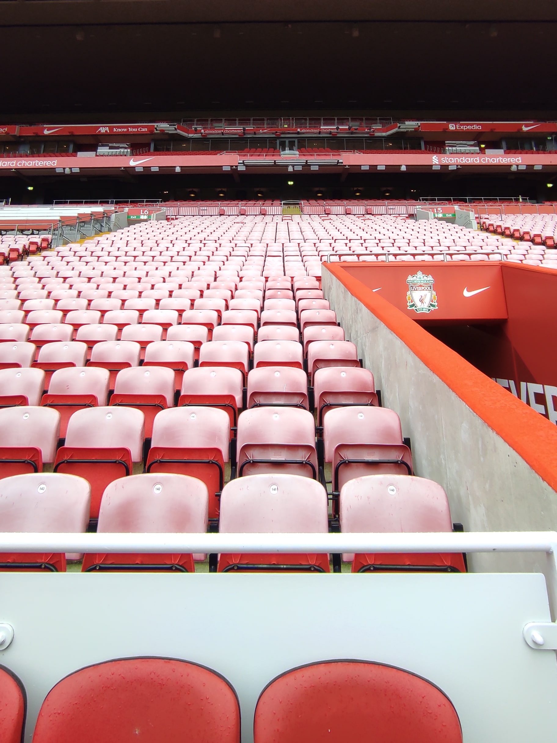 gradins lors de la visite du stade d'Anfield