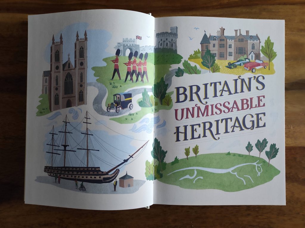 Visiter le Royaume-Uni et l’Irlande : 10 Livres Pour Voyager Depuis Chez Soi 14 Dessins sur la thématique du Royaume-Uni à l'intérieur d'un livre sur le sujet